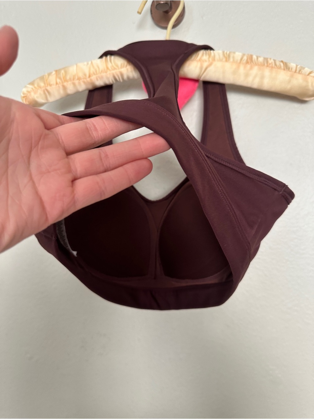 Nike Dri-FIT Small Swoosh Brown Padded Racerback Sports Bra - Picture 4 of 8
